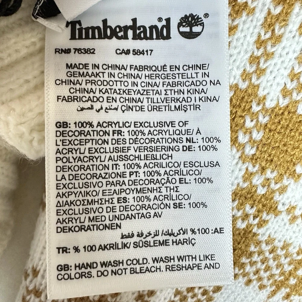 Timberland Houndstooth Plaid Scarf Brown & Cream New‎ NWT